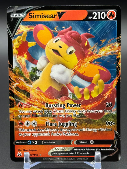 Pokemon TCG Simisear V | Crown Zenith 022/159 | Condition: Near Mint