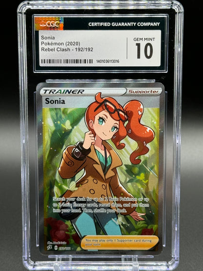 Pokemon TCG Sonia | Rebel Clash 192/192 Full Art | CGC Graded GEM MINT 10