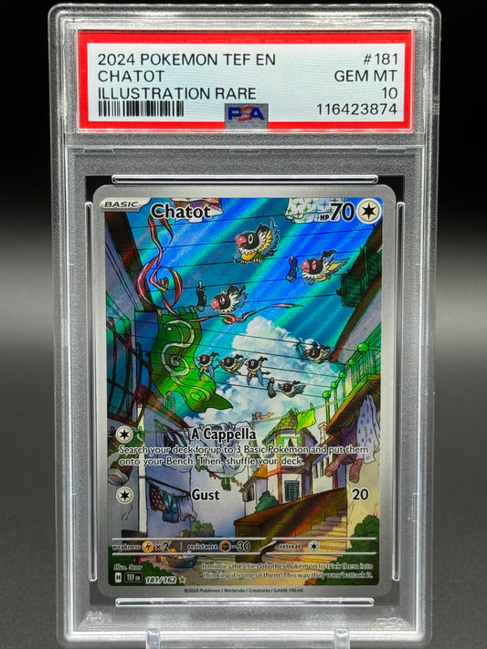 Pokemon TCG Chatot | Temporal Forces 181/162 | PSA Graded GEM MT 10