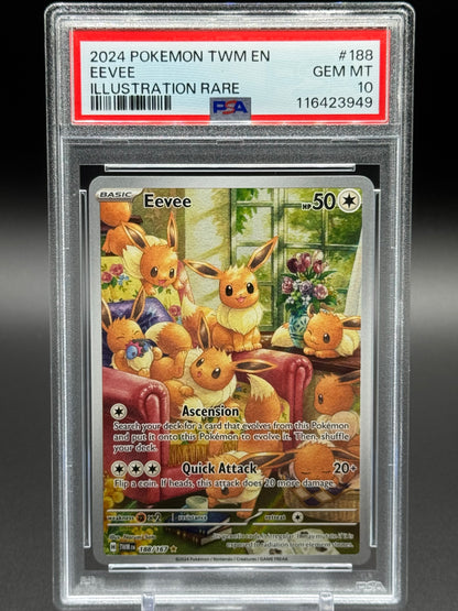 Pokemon TCG Eevee | Twilight Masquerade 188/167 | PSA Graded GEM MT 10