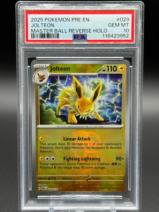 Pokemon TCG Jolteon | Prismatic Evolutions 029/131 Master Ball | PSA Graded GEM MT 10