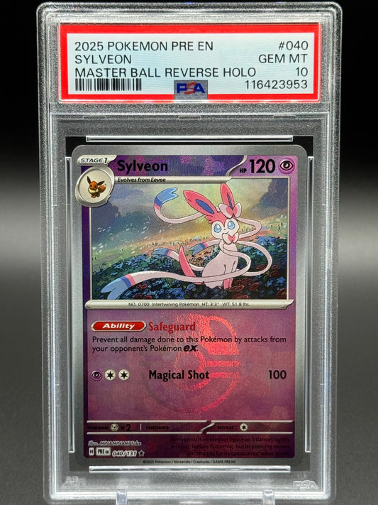 Pokemon TCG Sylveon | Prismatic Evolutions 040/131 Master Ball | PSA Graded GEM MT 10