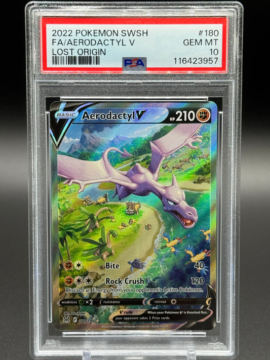 Pokemon TCG Aerodactyl V | Lost Origin 180/196 | PSA Graded GEM MT 10