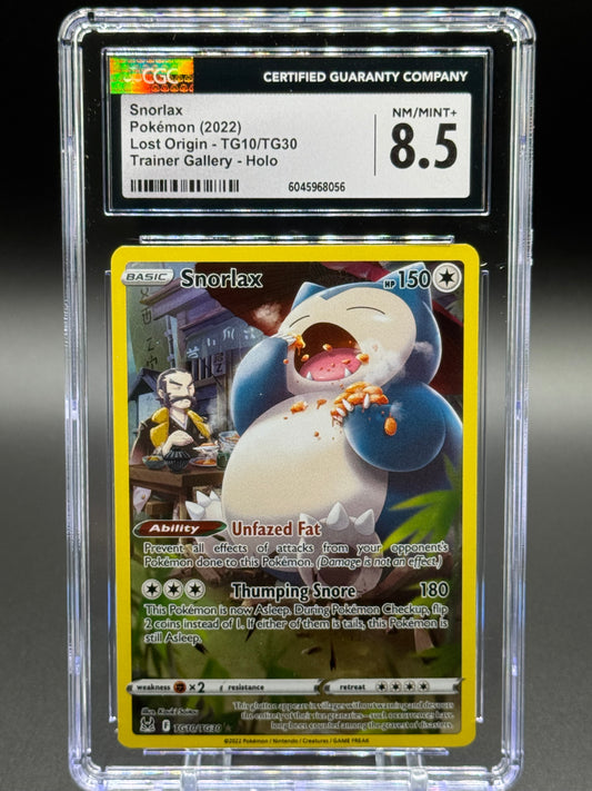 Pokemon TCG Snorlax | Lost Origin TG10/TG30 | CGC Graded NM/MINT+ 8.5