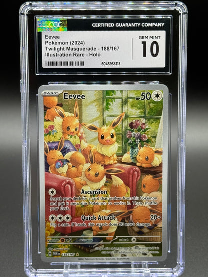Pokemon TCG Eevee | Twilight Masquerade 188/167 | CGC Graded GEM MINT 10