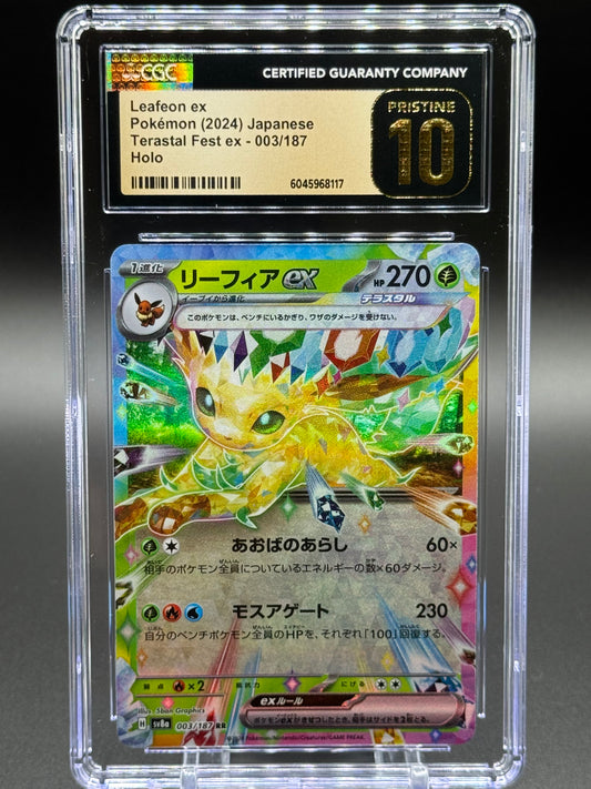 Japanese Pokemon TCG Leafeon ex | Terastal Festival ex 003/187 RR | CGC Graded PRISTINE 10