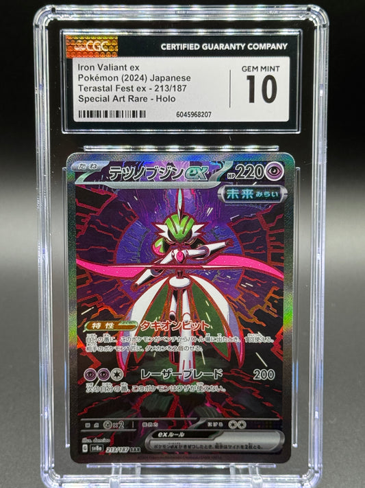 Japanese Pokemon TCG Iron Valiant ex | Terastal Festival ex 213/187 | CGC Graded GEM MINT 10