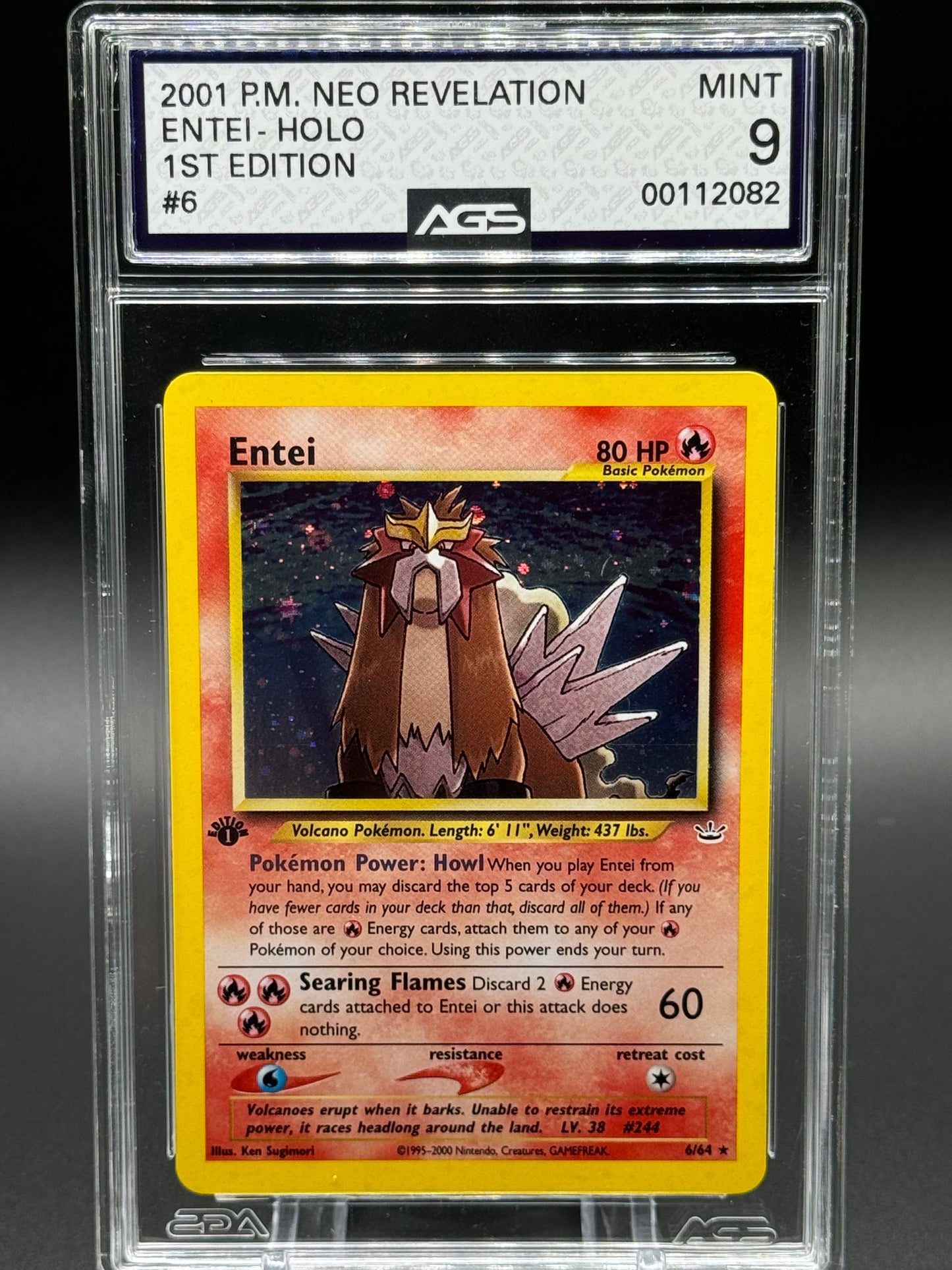 Pokemon TCG Entei | 1st Edition Neo Genesis 6/111 Holo | AGS Graded MINT 9