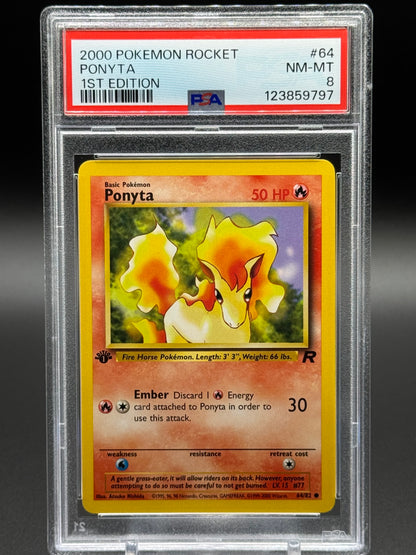 Pokemon TCG Ponyta | Team Rocket 64/82 1st Edition | PSA Graded NM-MT 8