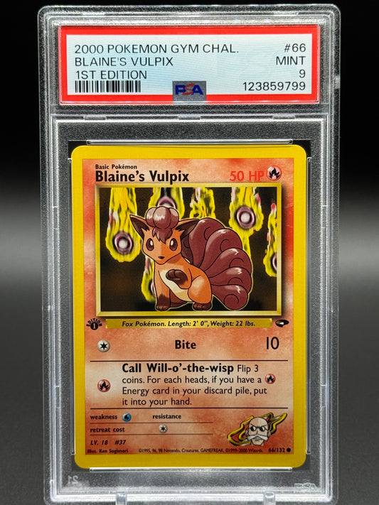 Pokemon TCG Blaine's Vulpix | Gym Challenge 66/132 1st Edition | PSA Graded MINT 9