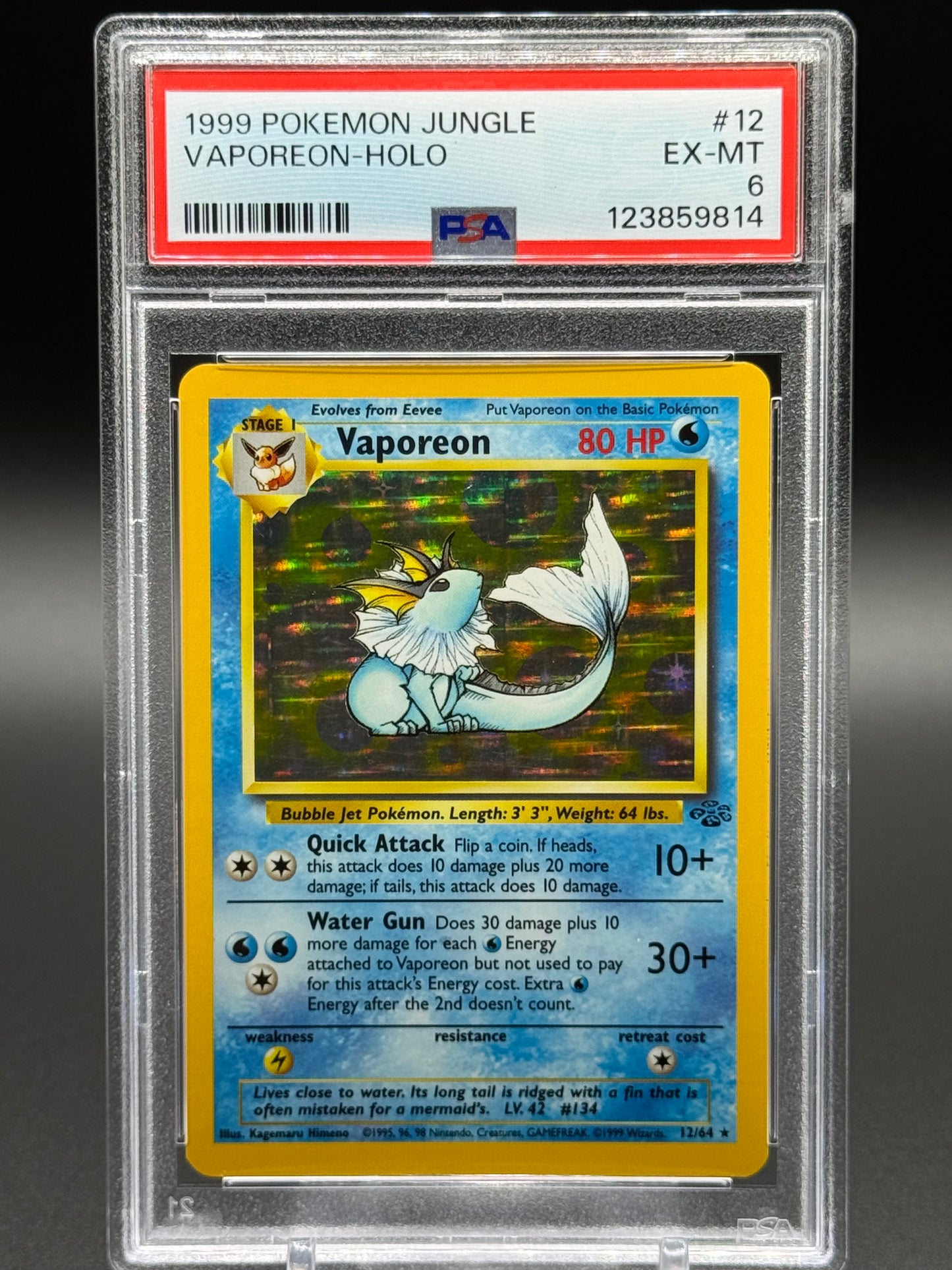 Pokemon TCG Vaporeon | Jungle 12/64 | PSA Graded EX-MT 6