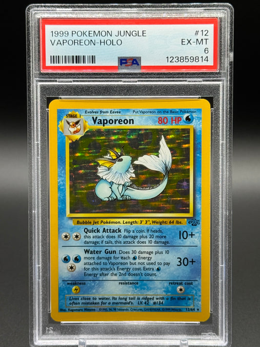 Pokemon TCG Vaporeon | Jungle 12/64 | PSA Graded EX-MT 6