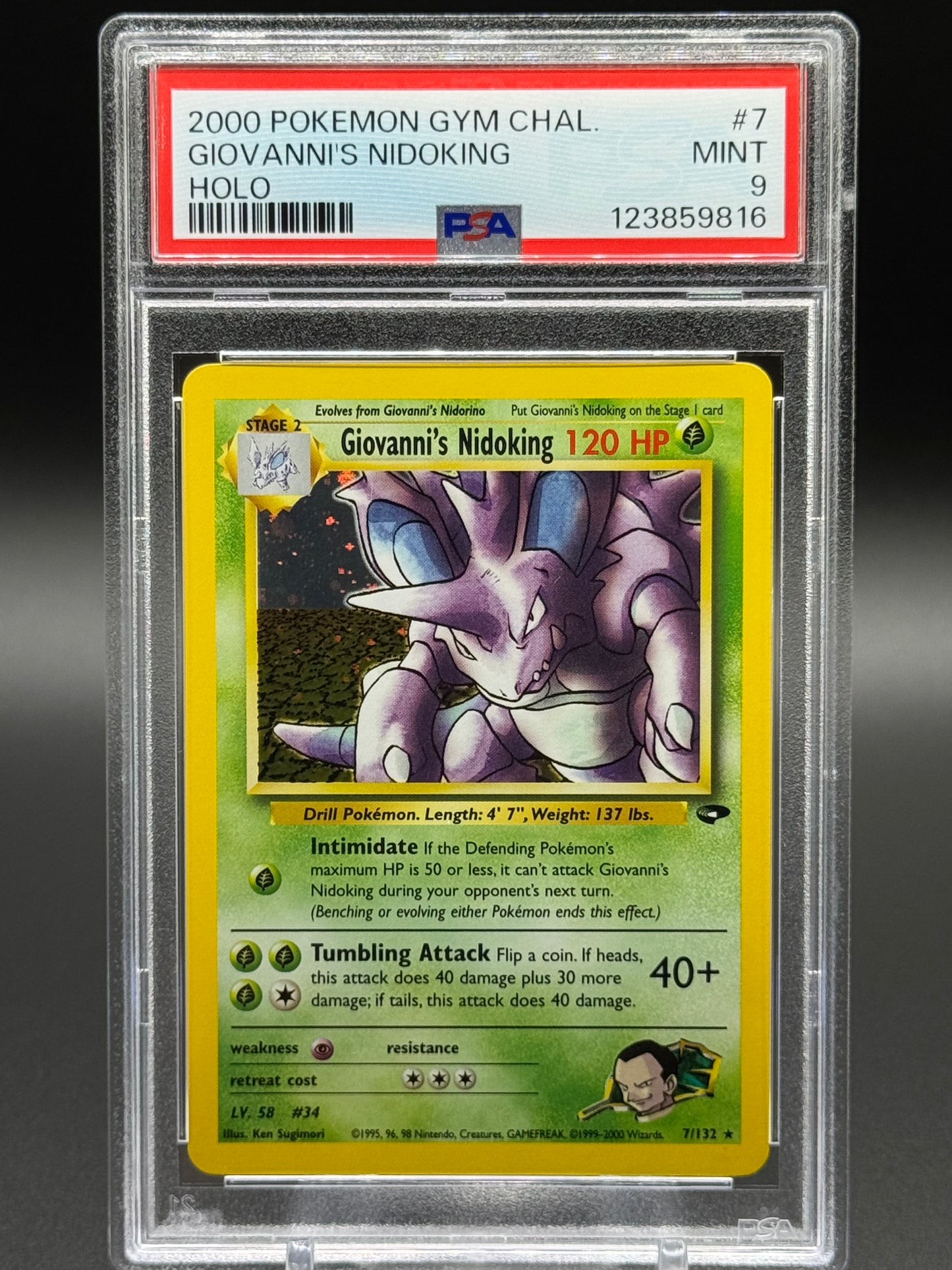 Pokemon TCG Giovanni's Nidoking | Gym Challenge 7/132 | PSA Graded MINT 9