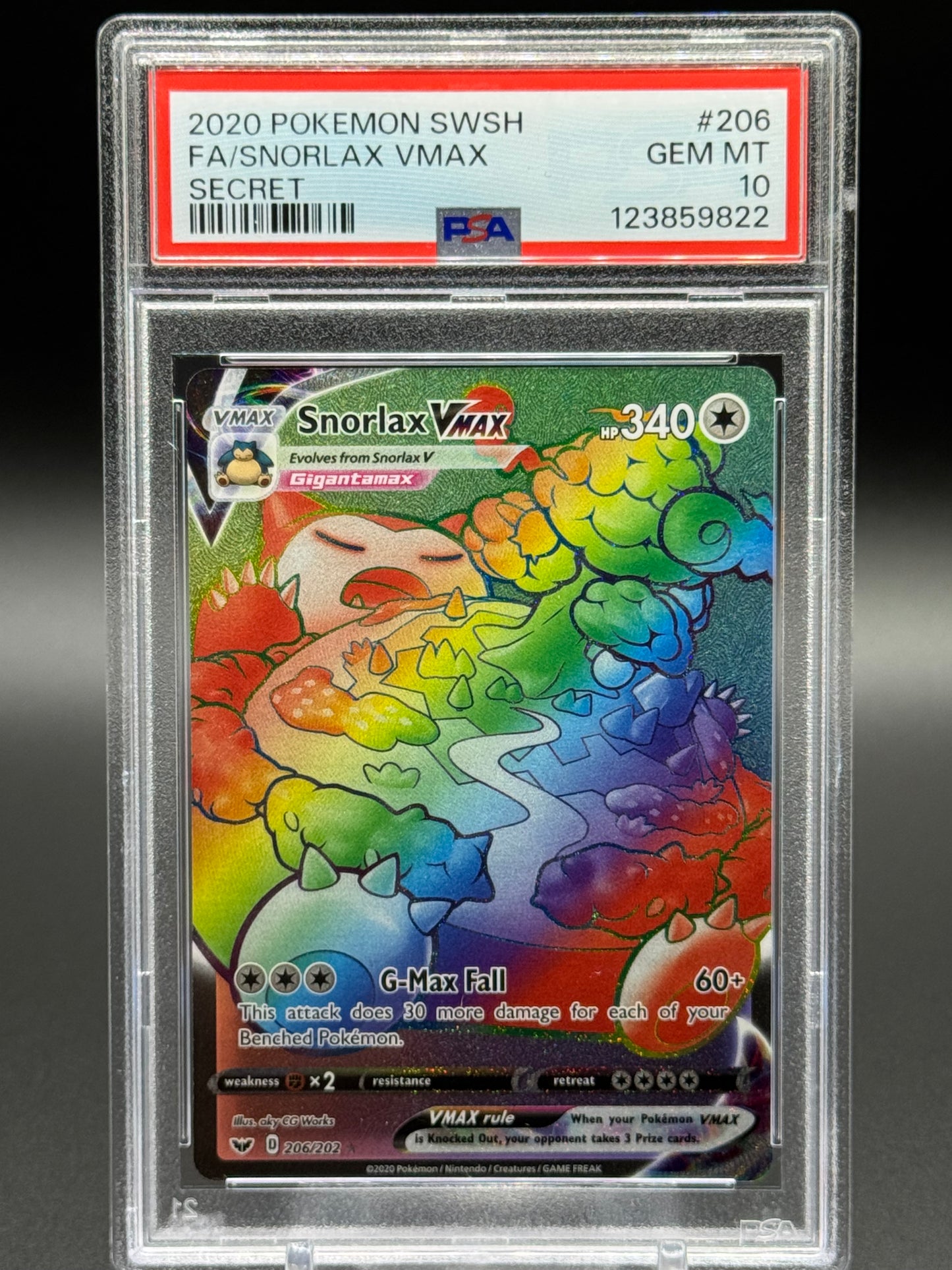 Pokemon TCG Snorlax VMAX | Sword & Shield Base Set 206/202 | PSA Graded GEM MT 10
