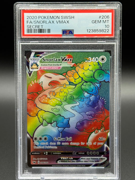 Pokemon TCG Snorlax VMAX | Sword & Shield Base Set 206/202 | PSA Graded GEM MT 10