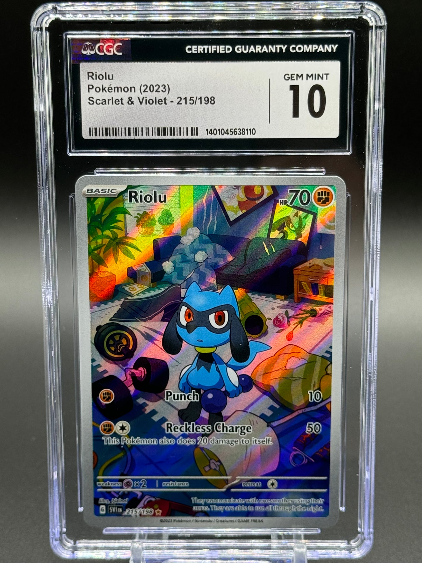 Pokemon TCG Riolu | S&V Base Set 215/198 Illustration Rare | CGC Graded GEM MINT 10