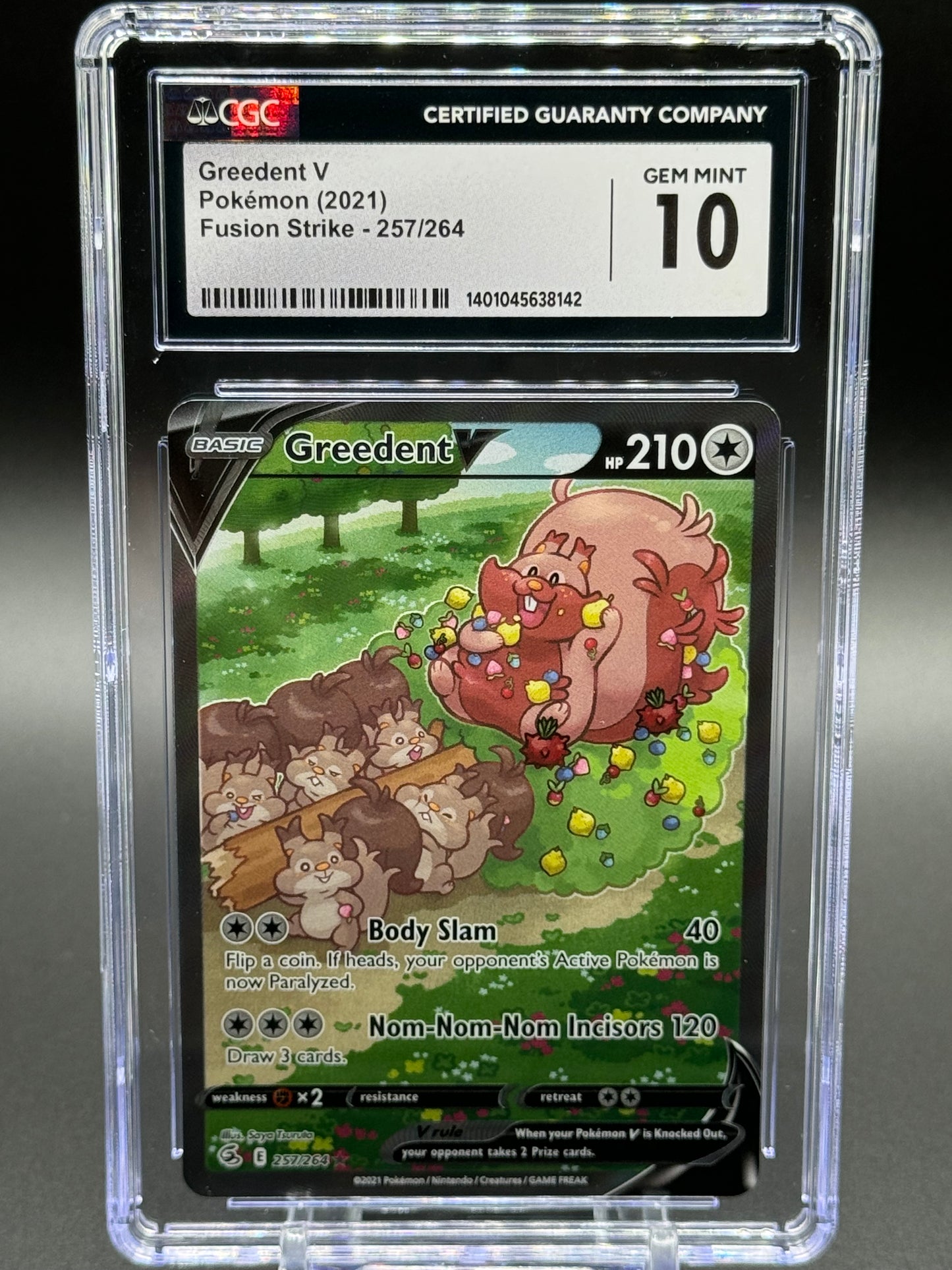 Pokemon TCG Greedent V | Fusion Strike 257/264 | CGC Graded GEM MINT 10