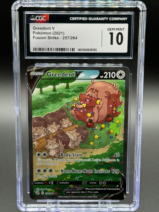 Pokemon TCG Greedent V | Fusion Strike 257/264 | CGC Graded GEM MINT 10