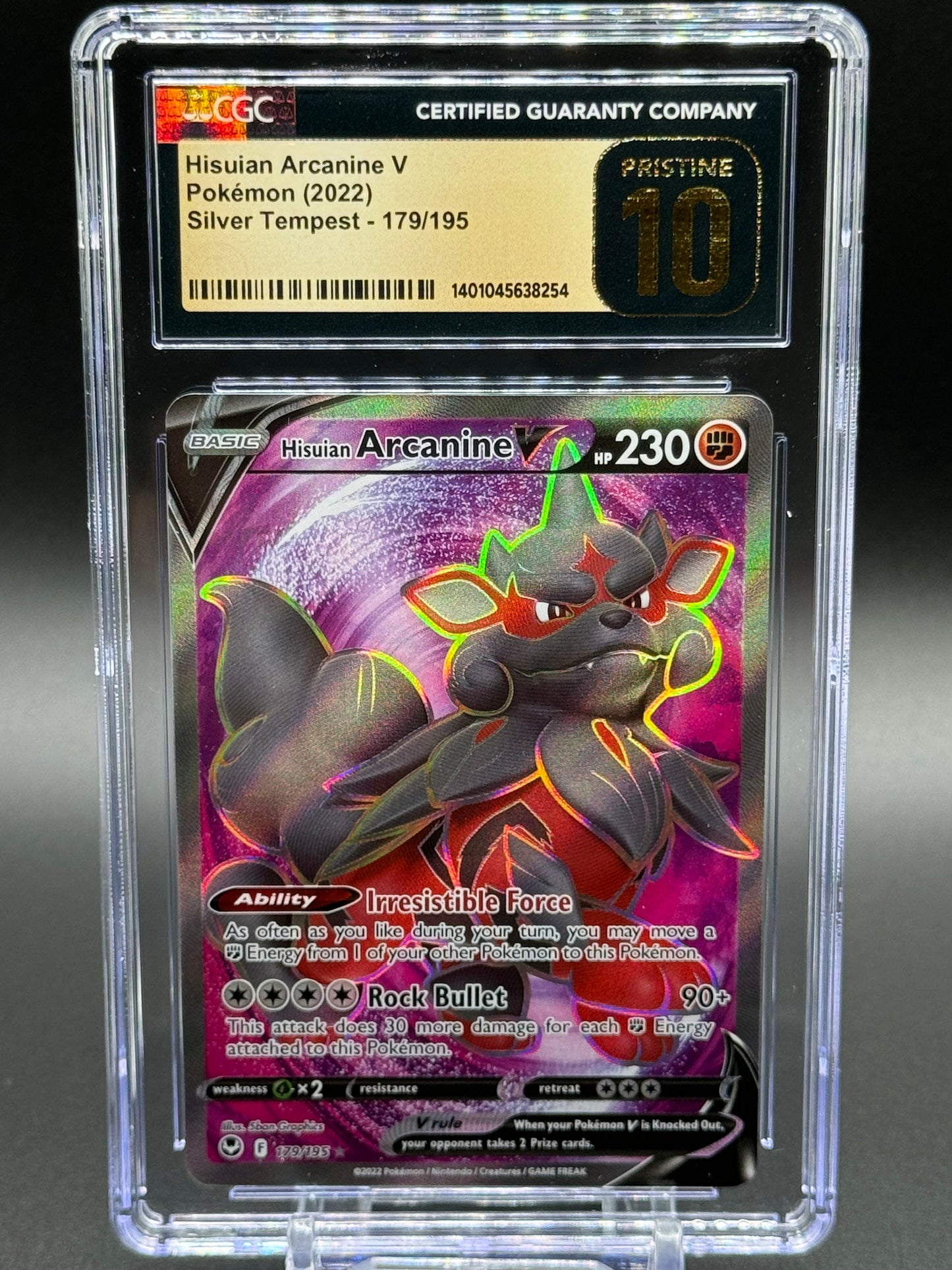 Pokemon TCG Hisuian Arcanine V | Silver Tempest 179/195 | CGC Graded PRISTINE 10