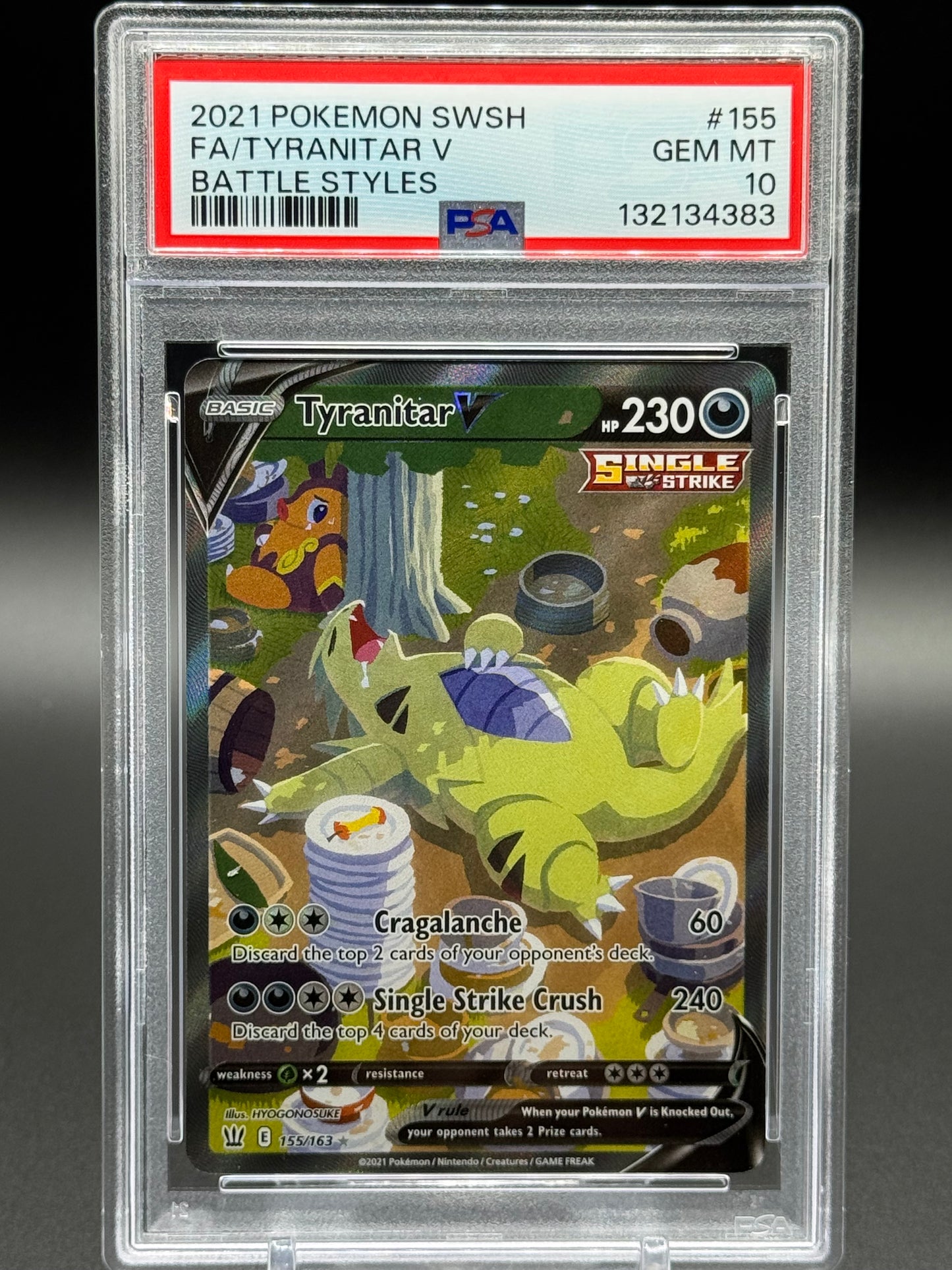 Pokemon TCG Tyranitar V | Battle Styles 155/163 | PSA Graded GEM MT 10