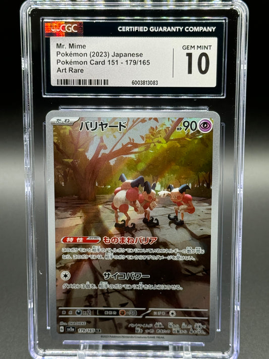 Japanese Pokemon TCG Mr. Mime | Pokemon 151 sv2a 179/165 AR | CGC Graded GEM MINT 10