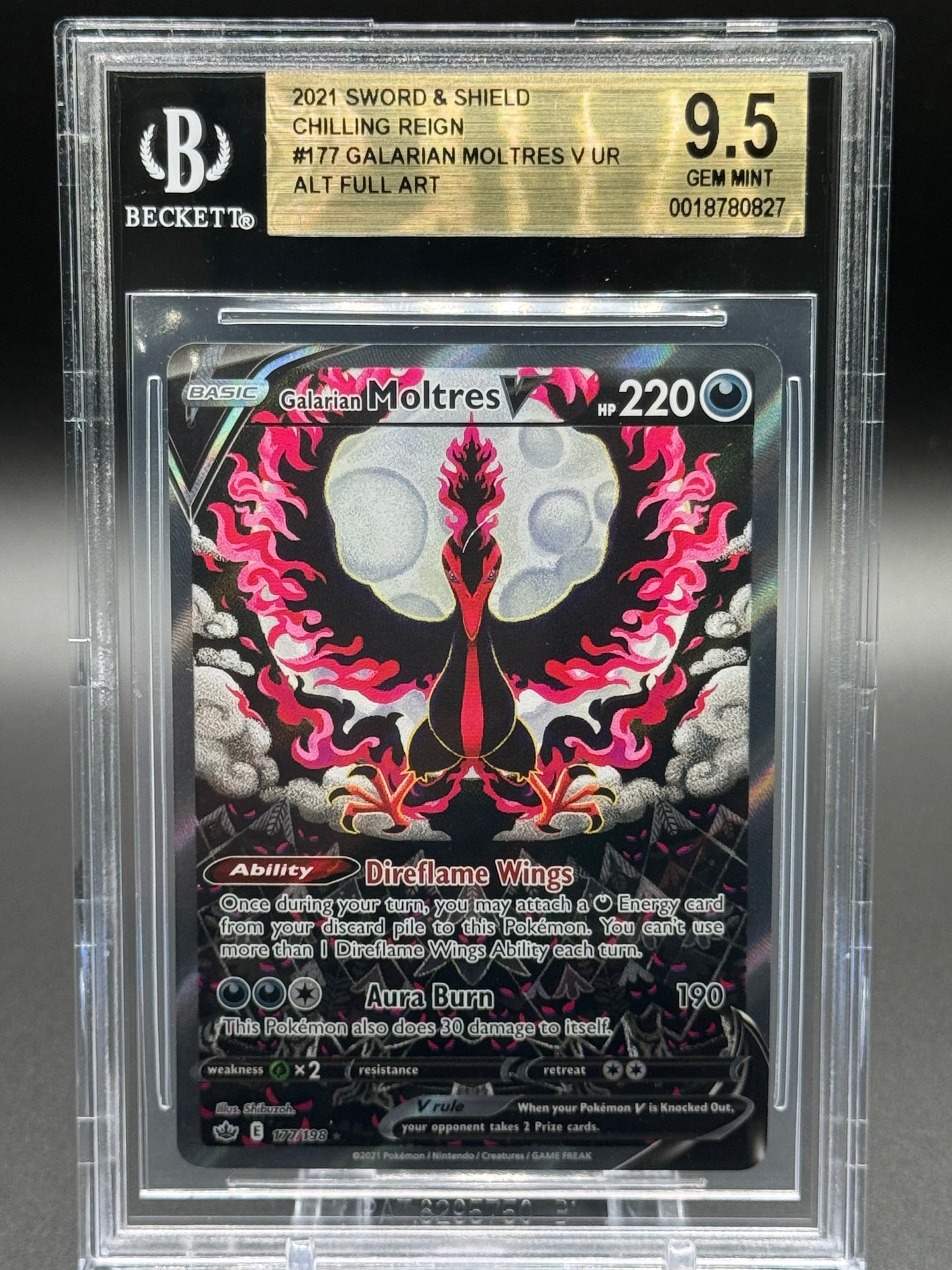 Pokemon TCG Galarian Moltres V | Chilling Reign 177/198 | BGS Graded GEM MINT 9.5