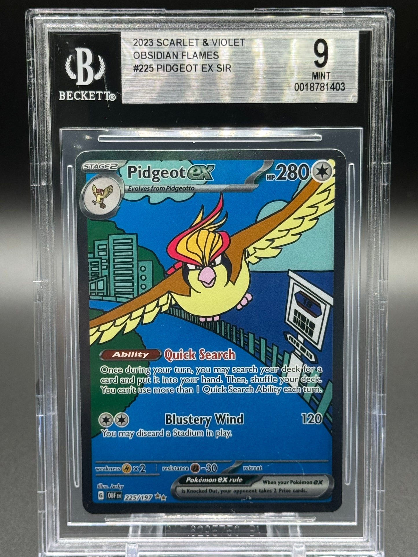 Pokemon TCG Pidgeot ex | Obsidian Flames 225/197 | BGS Graded MINT 9