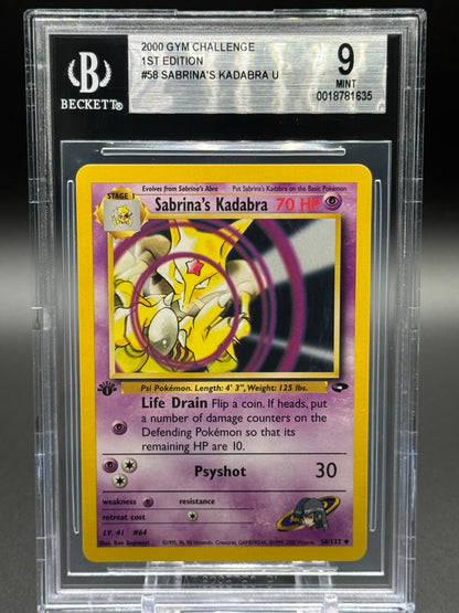 Pokemon TCG Sabrina's Kadabra | Gym Challenge 58/132 1st Edition | BGS Graded MINT 9