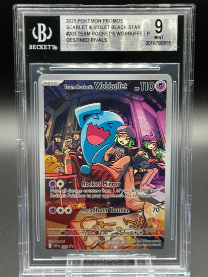 Pokemon TCG Team Rocket's Wobbuffet | Black Star Promo SVP203 | BGS Graded MINT 9