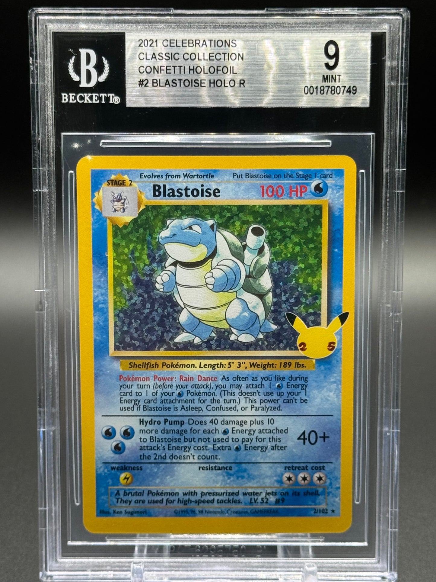 Pokemon TCG Blastoise | Celebrations 2/102 | BGS Graded MINT 9
