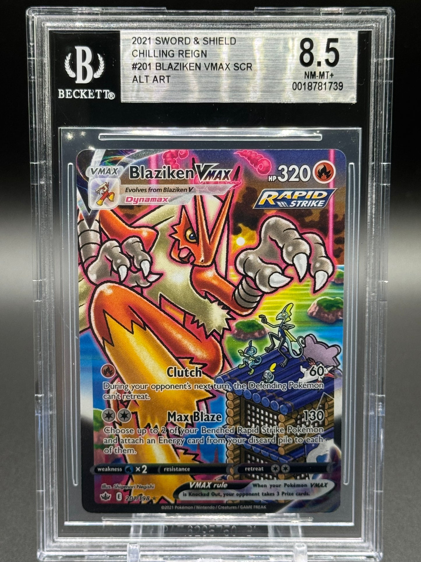 Pokemon TCG Blaziken VMAX | Chilling Reign 201/198 | BGS Graded NM-MT+ 8.5