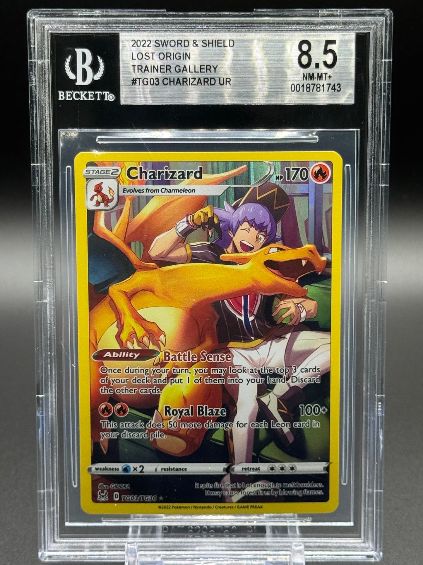 Pokemon TCG Charizard | Lost Origin TG03/TG30 | BGS Graded NM-MT+ 8.5