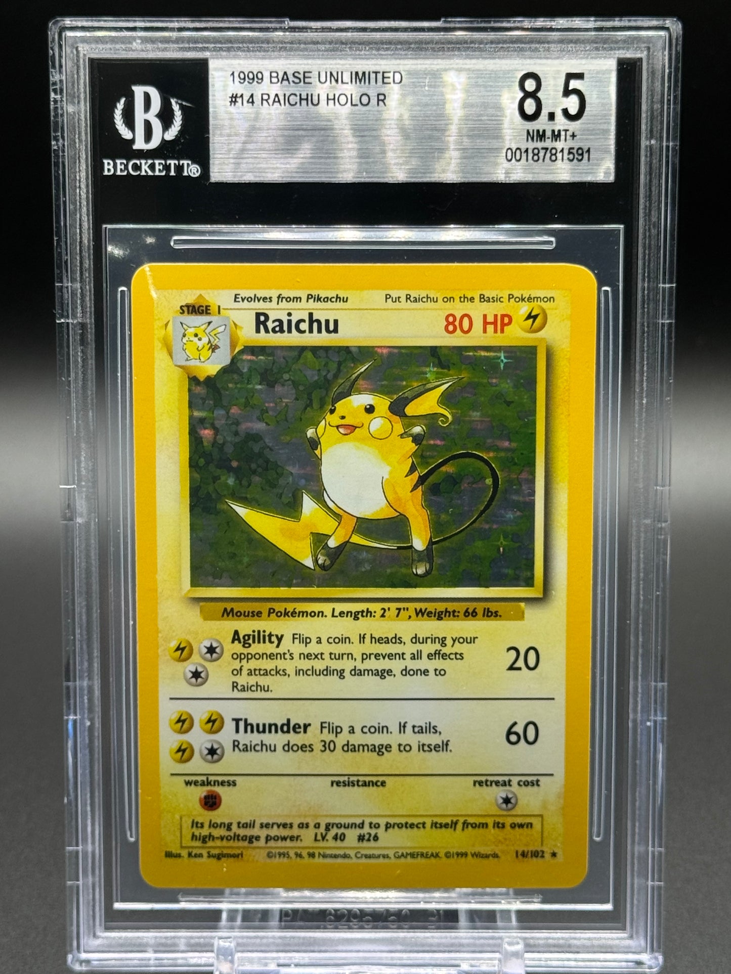 Pokemon TCG Raichu | Base Set 14/102 | BGS Graded NM-MT+ 8.5