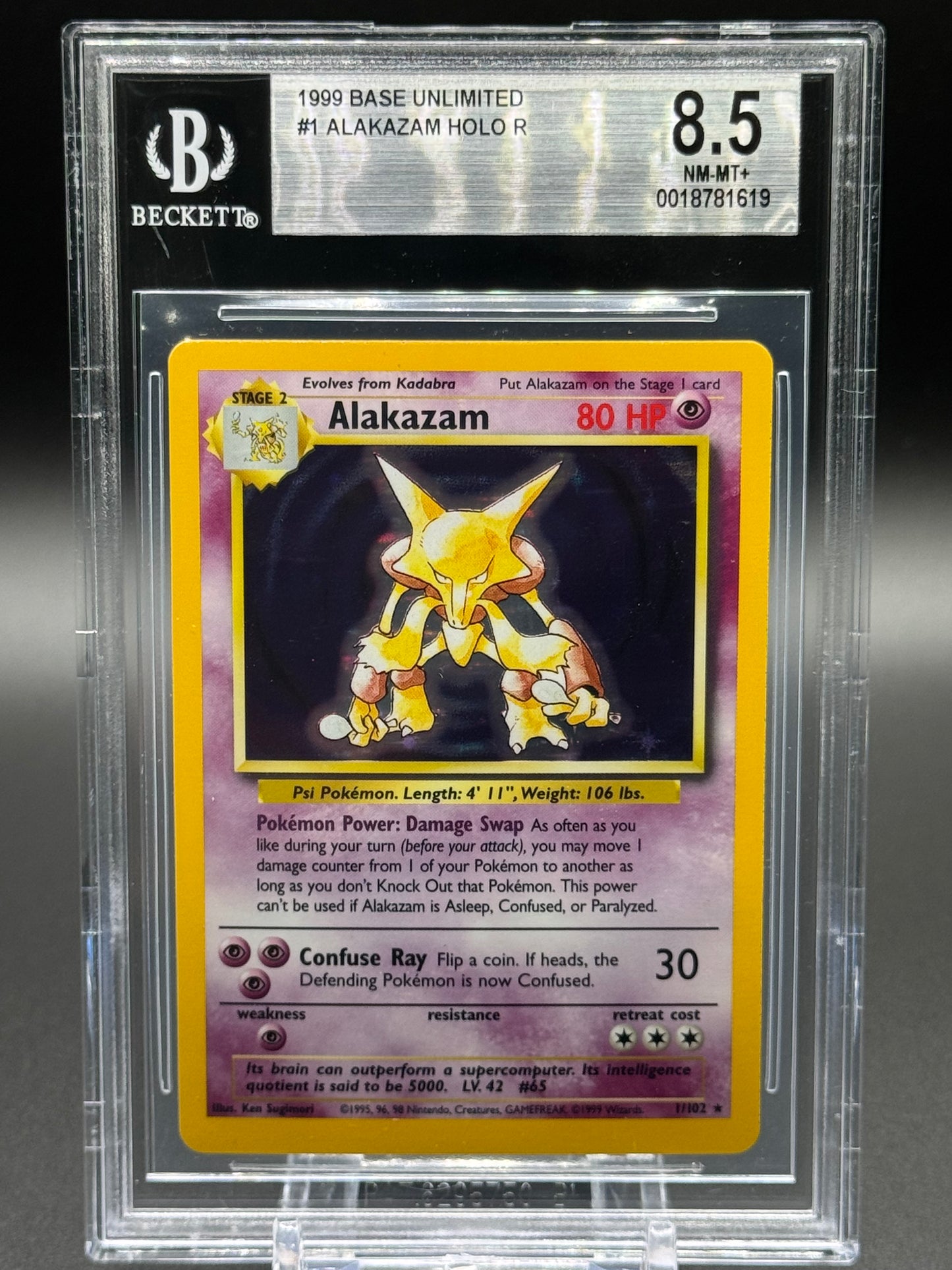 Pokemon TCG Alakazam | Base Set 1/102 | BGS Graded NM-MT+ 8.5
