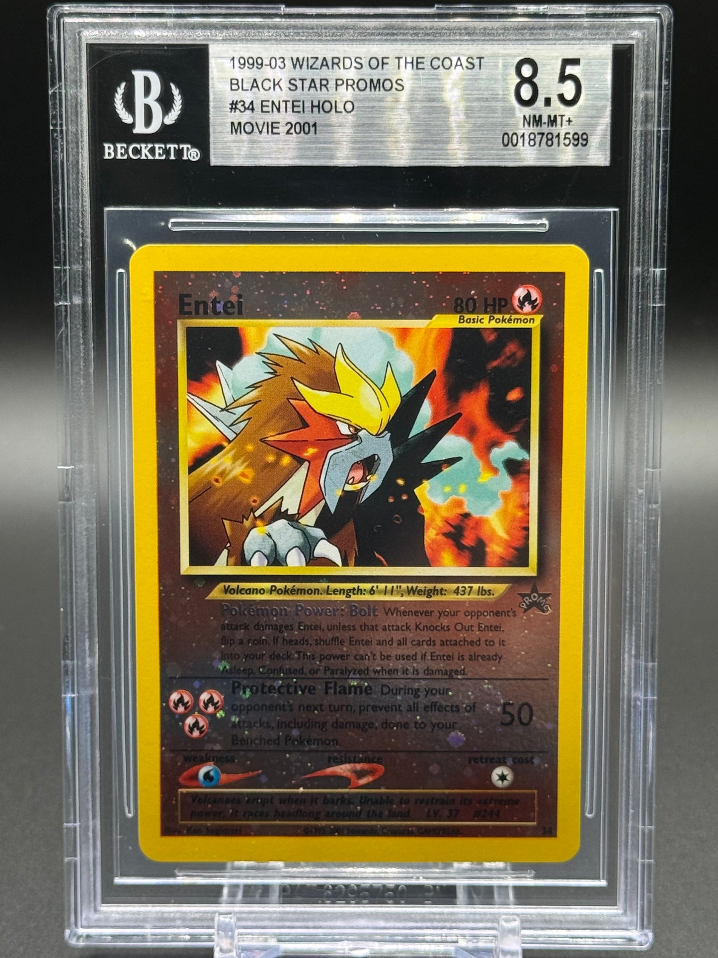 Pokemon TCG Entei | Black Star Promo 34 | BGS Graded NM-MT+ 8.5
