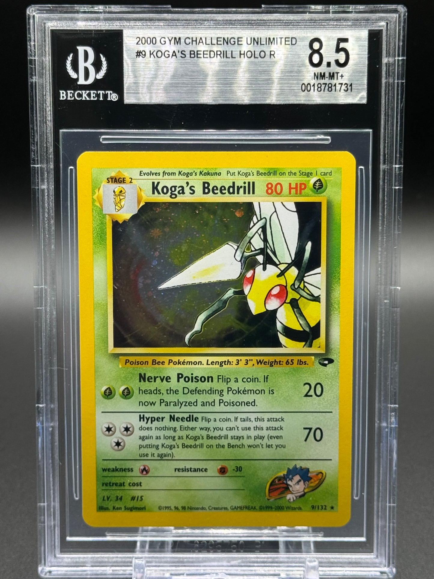 Pokemon TCG Koga's Beedrill | Gym Challenge 9/132 | BGS Graded NM-MT+ 8.5
