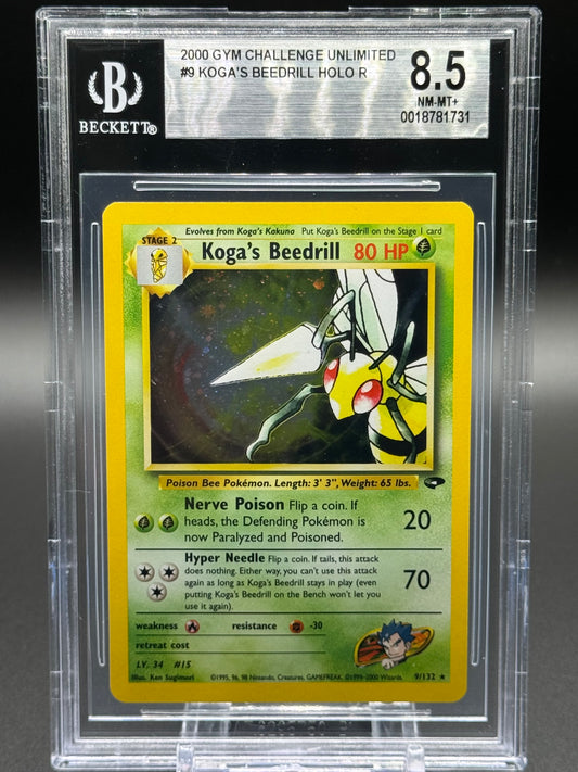 Pokemon TCG Koga's Beedrill | Gym Challenge 9/132 | BGS Graded NM-MT+ 8.5
