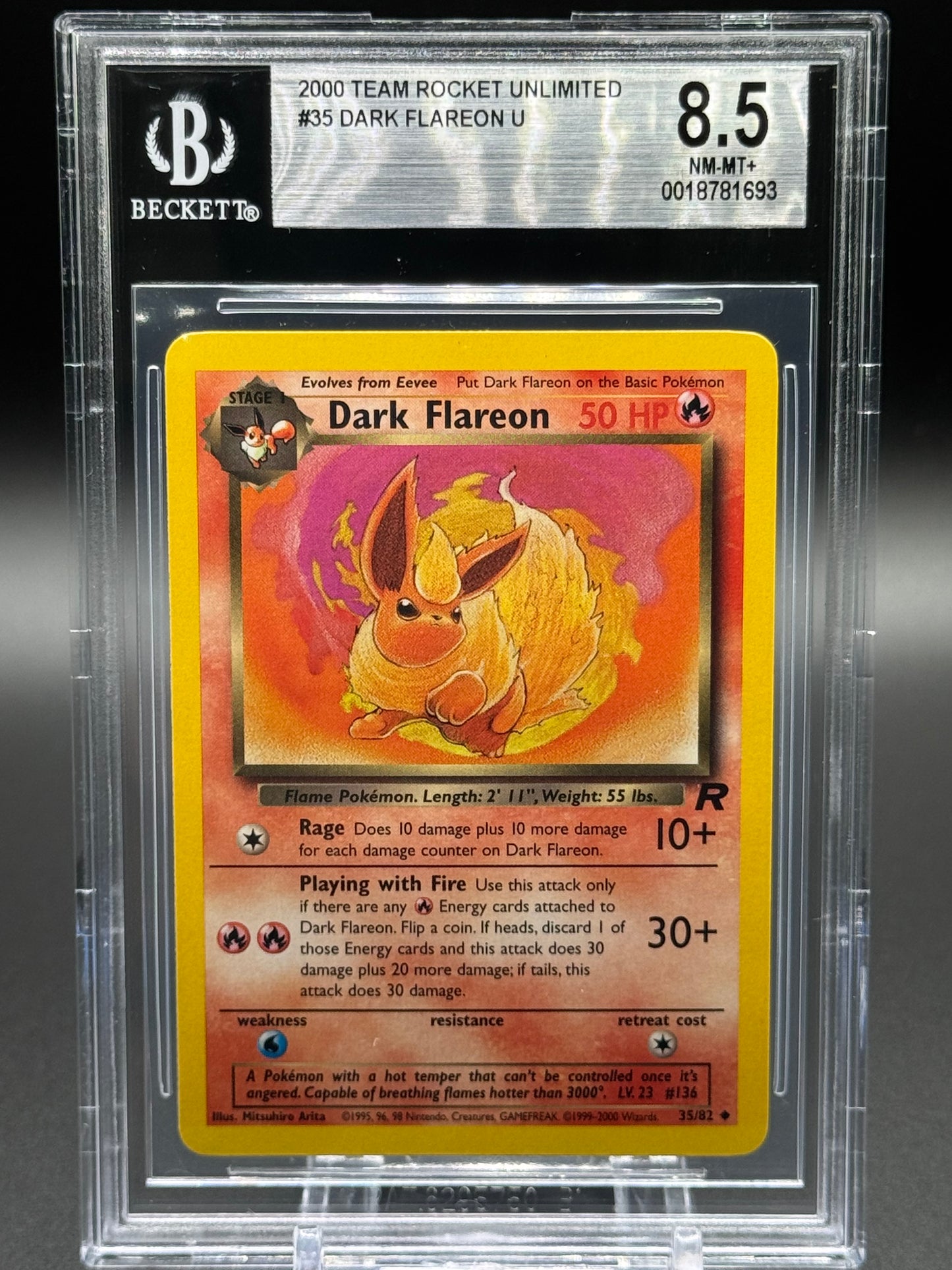 Pokemon TCG Dark Flareon | Team Rocket 35/82 | BGS Graded NM-MT+ 8.5