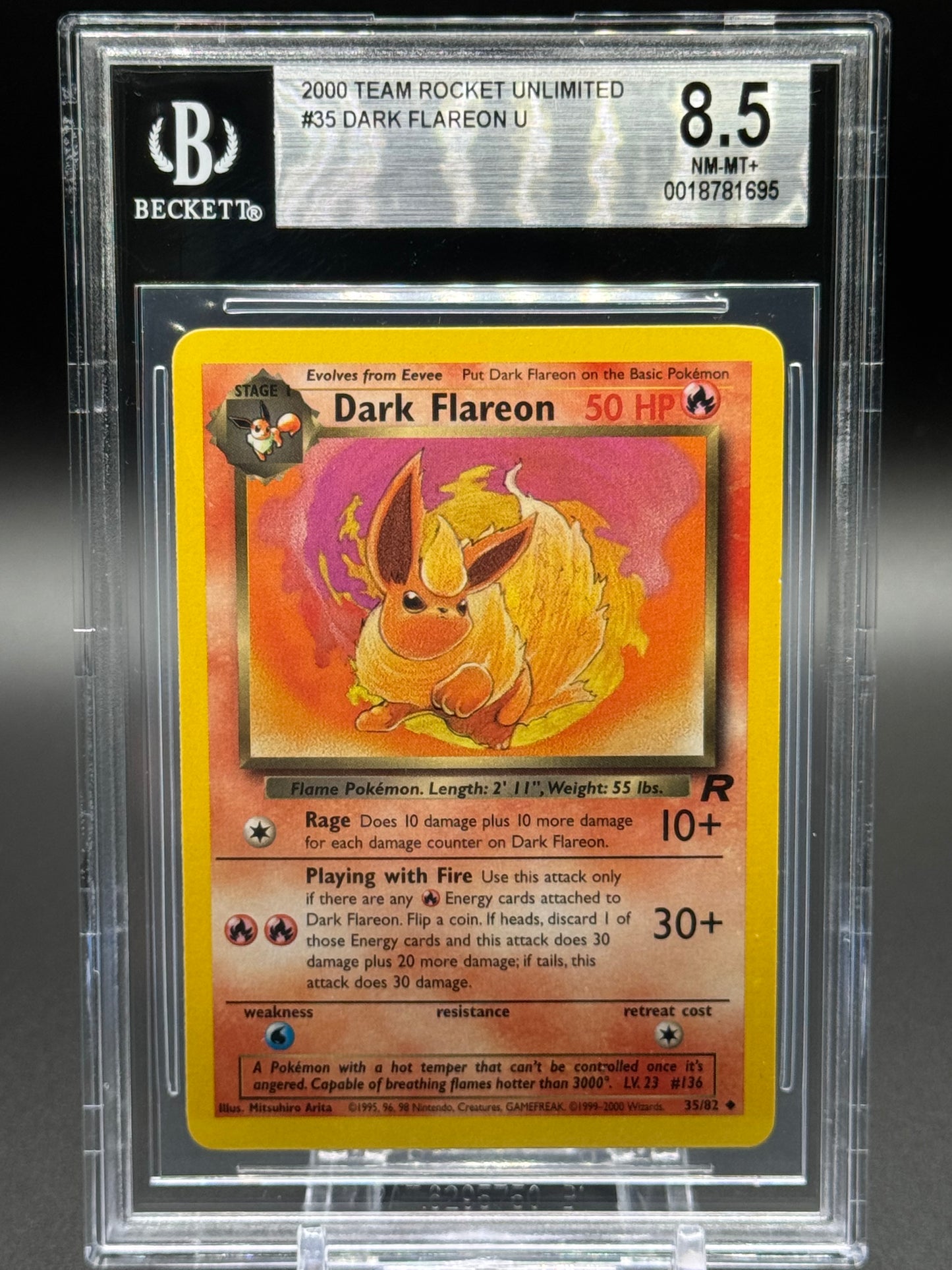 Pokemon TCG Dark Flareon | Team Rocket 35/82 | BGS Graded NM-MT+ 8.5
