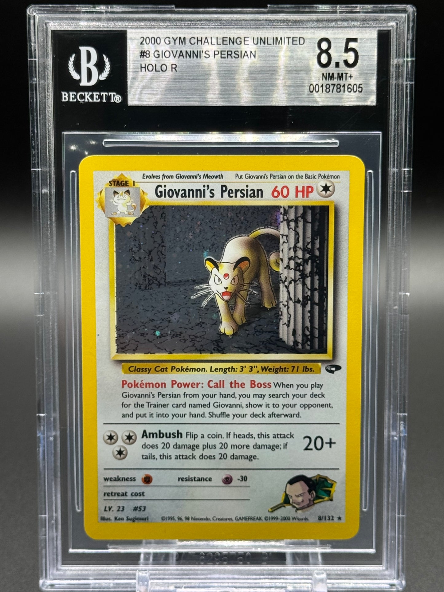 Pokemon TCG Giovanni's Persian | Gym Challenge 8/132 | BGS Graded NM-MT+ 8.5