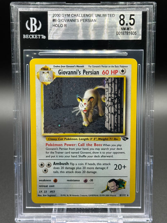 Pokemon TCG Giovanni's Persian | Gym Challenge 8/132 | BGS Graded NM-MT+ 8.5