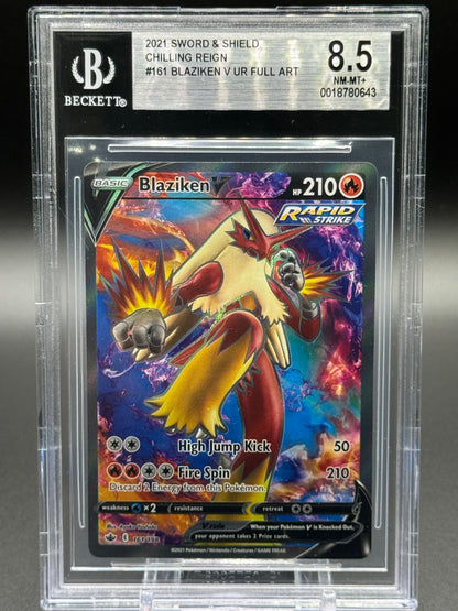 Pokemon TCG Blaziken V | Chilling Reign 161/198 | BGS Graded NM-MT+ 8.5