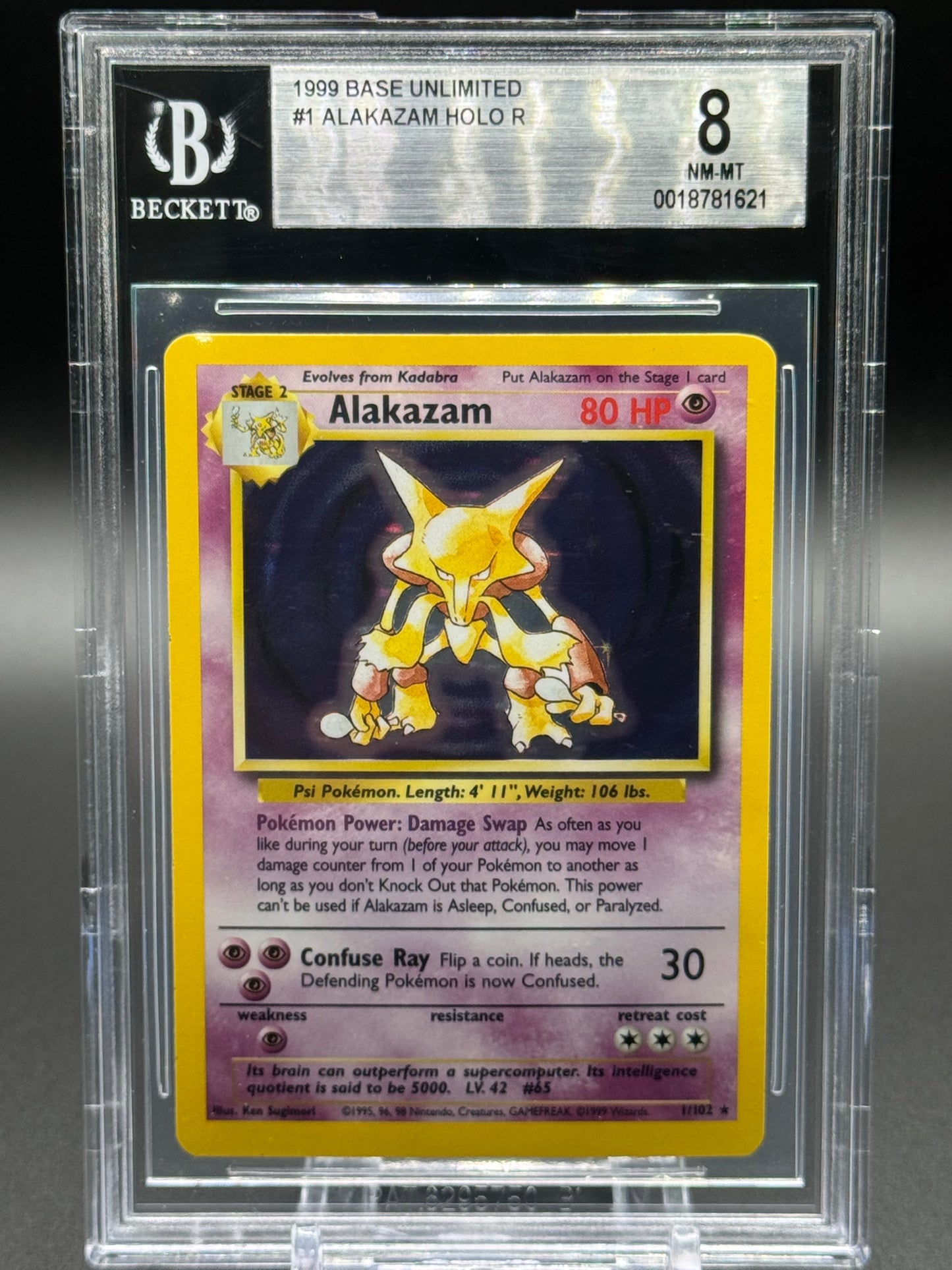 Pokemon TCG Alakazam | Base Set 1/102 | BGS Graded NM-MT 8