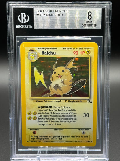 Pokemon TCG Raichu | Fossil 14/62 | BGS Graded NM-MT 8