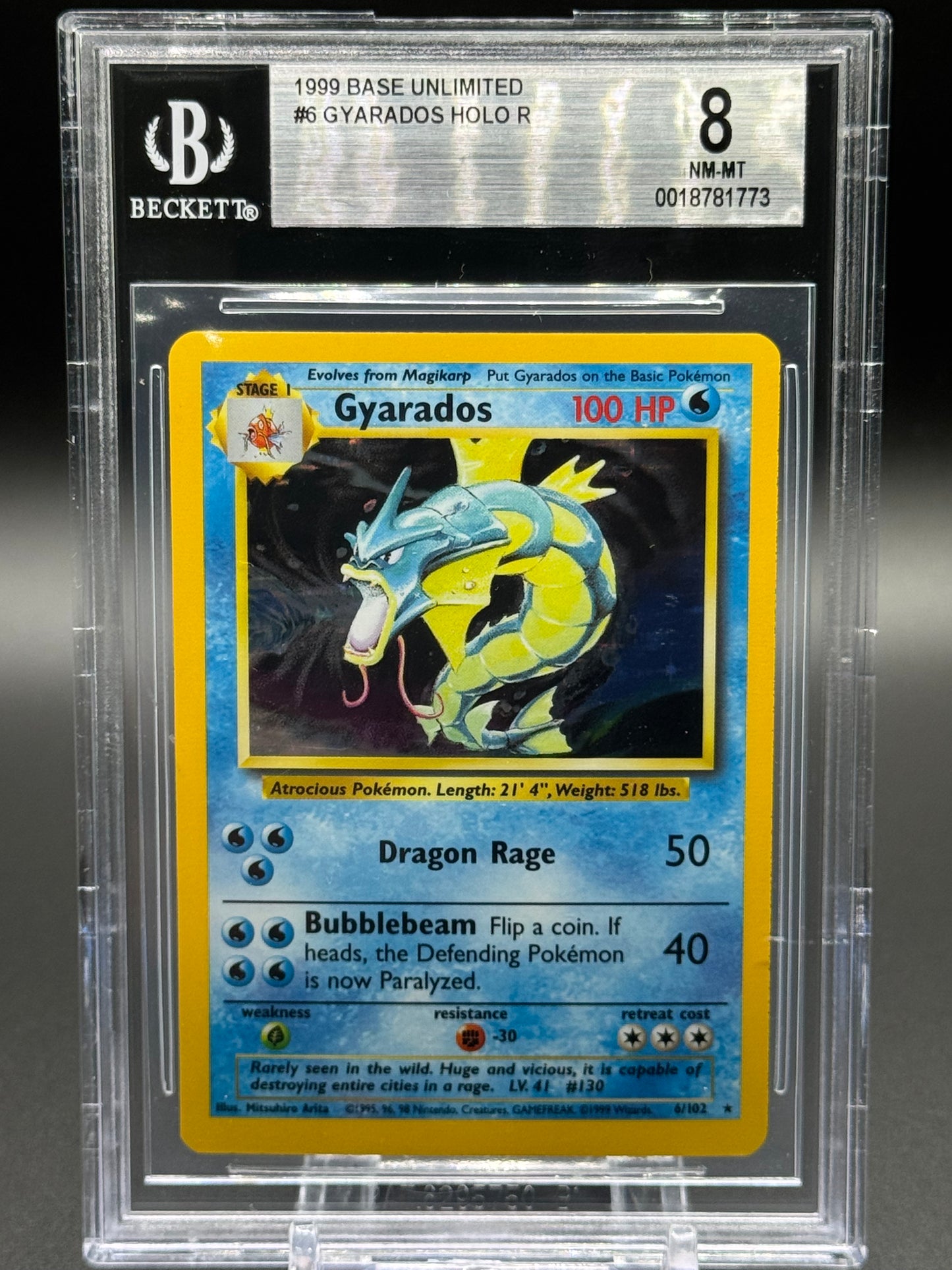 Pokemon TCG Gyarados | Base Set 6/102 | BGS Graded NM-MT 8