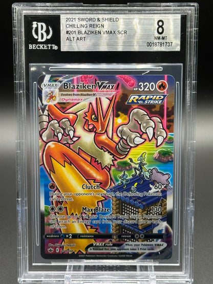 Pokemon TCG Blaziken VMAX | Chilling Reign 201/198 | BGS Graded NM-MT 8