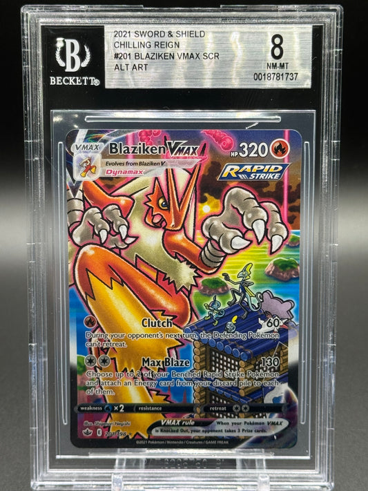 Pokemon TCG Blaziken VMAX | Chilling Reign 201/198 | BGS Graded NM-MT 8