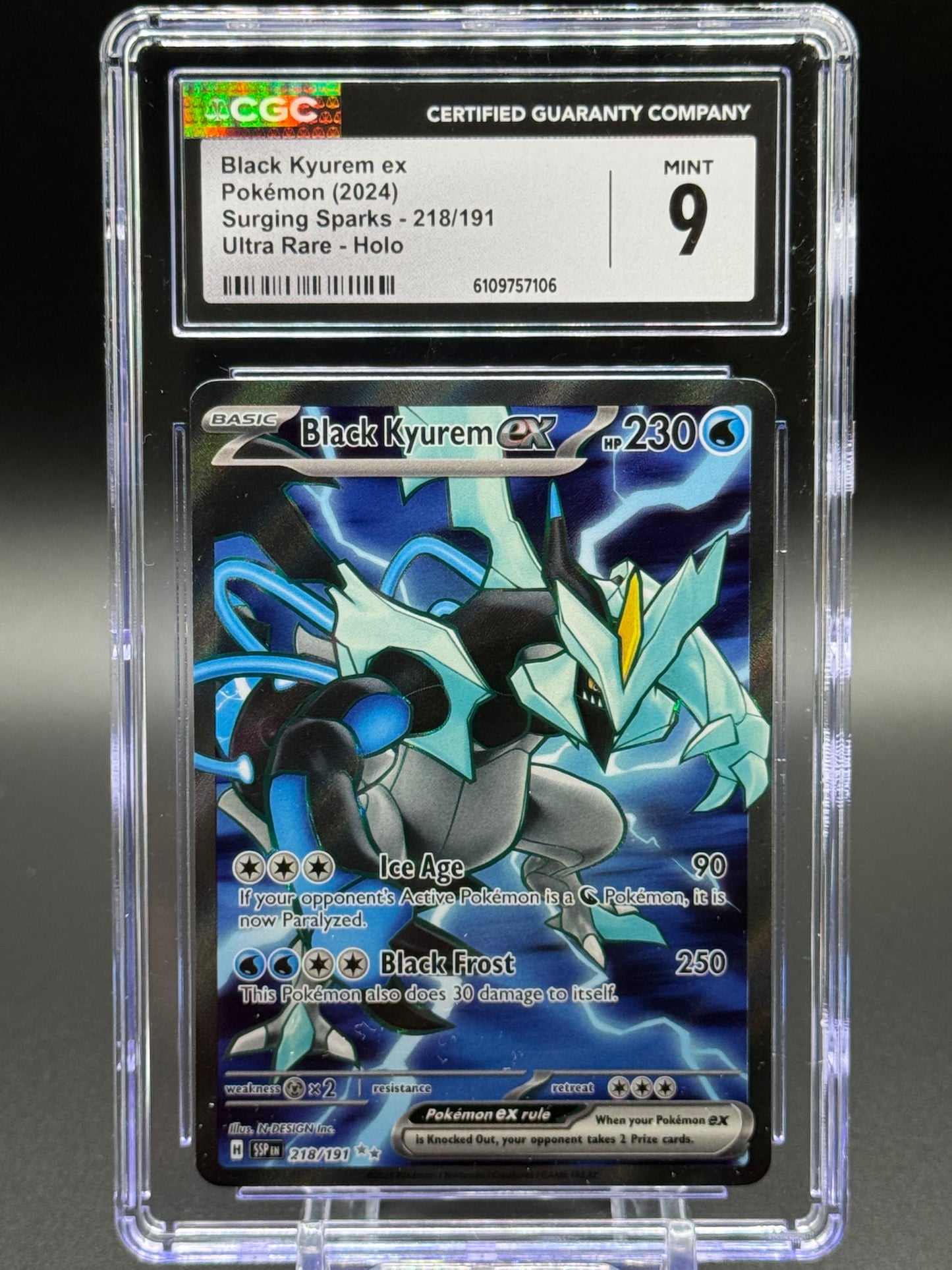 Pokemon TCG Black Kyurem | Surging Sparks 218/191 | CGC Graded MINT 9