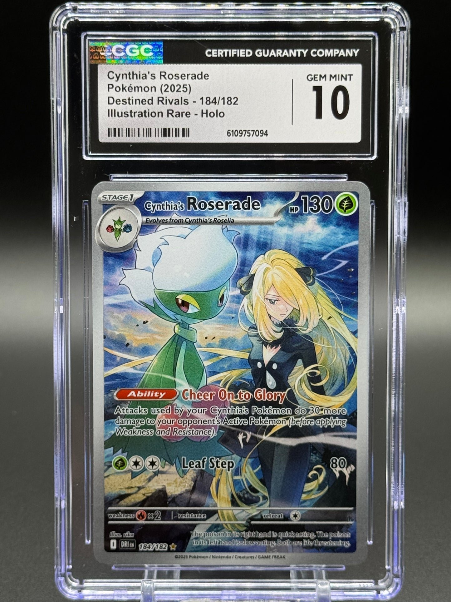 Pokemon TCG Cynthia's Roserade | Destined Rivals 184/182 | CGC Graded GEM MINT 10