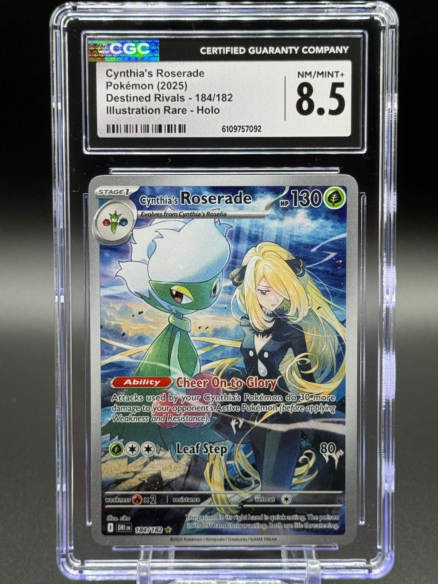 Pokemon TCG Cynthia's Roserade | Destined Rivals 184/182 | CGC Graded NM/MINT+ 8.5